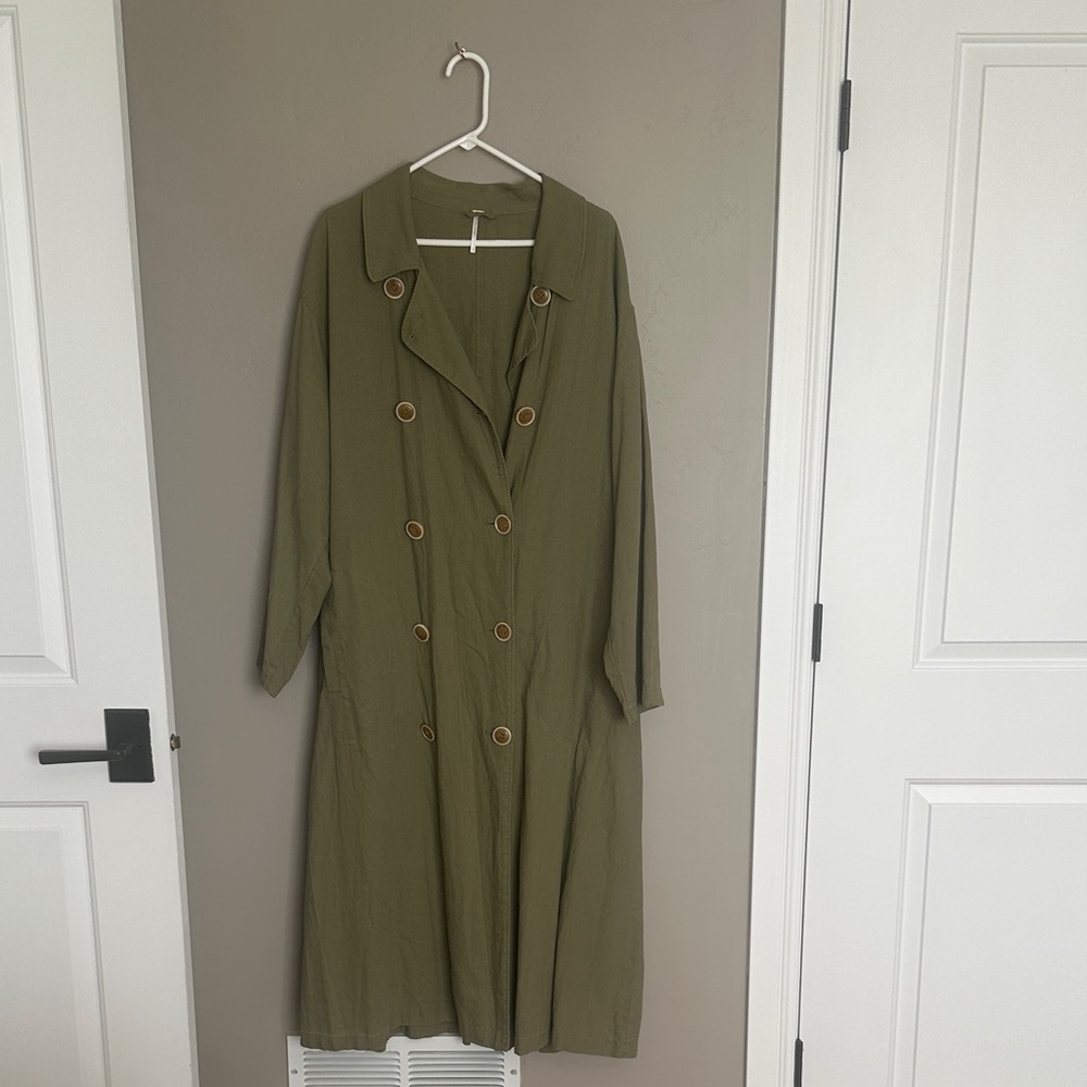 Free People Olive Trench Coat